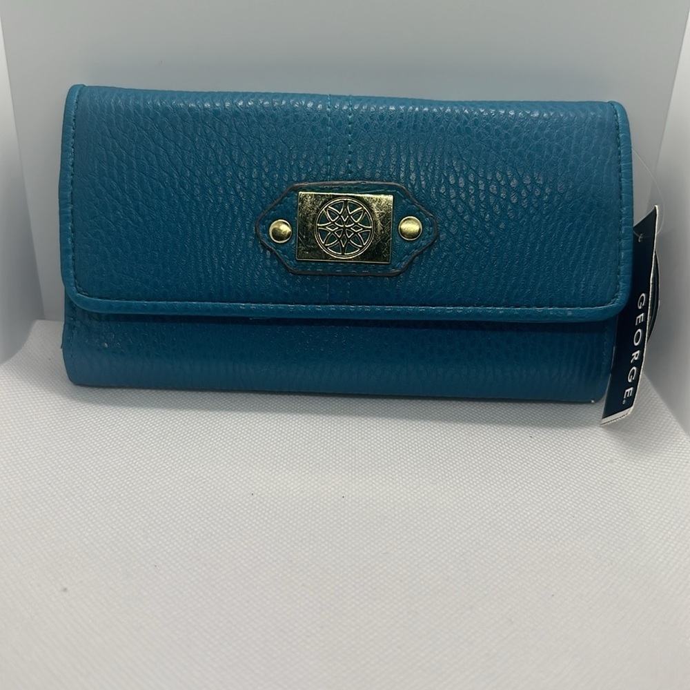 NWT George Leather Wallet Designer available colors :Green and Teal - Picture 15 of 16